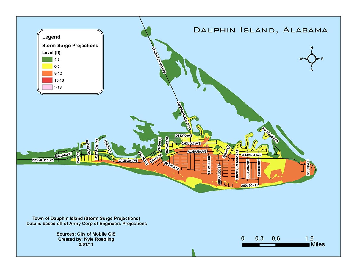 Dauphin Island Storm Surge Map